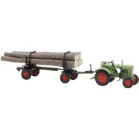 Busch 54152 H0 Landwirtschafts Modell Fendt F 15 Dieselross mit Holzanhänger von Busch