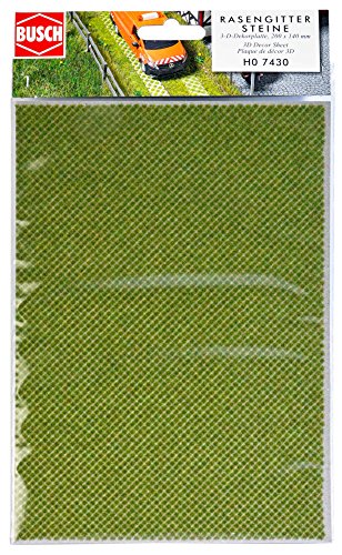 Busch 7430 - 3-D-Dekorplatte Rasengittersteine, M, White von Busch
