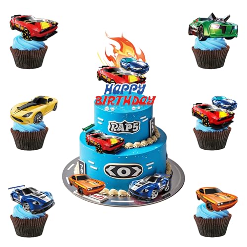 Businey 25 Stück Hot Car Cake Toppers für Jungen, Rennauto Cupcake Toppers für Kinder, Hot Car Cake Decorations, Auto Geburtstag Party Cake Topper, Hot Car Cupcake Toppers für Auto Mottoparty Businey 25 Stück Hot Car Cake Toppers für Jungen, Rennauto Cupcake Toppers für Kinder, Hot Car Cake Decorations, Auto Geburtstag Party Cake Topper, Hot Car Cupcake Toppers für Auto Mottoparty von Businey