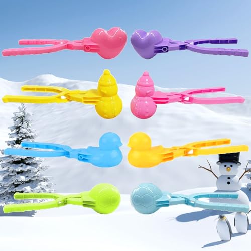Bustlwor 8 Stück Schneeballmaschine, Schneeballklammer, Schneeballzange für Schneeballschlachten, Outdoor Aktivitäten im Winter, Strandspiele (Zufällige Farben) von Bustlwor