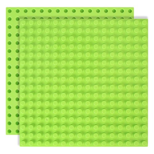 2 STK Bauplatte Kompatibel mit Lego Duplo Platten, 25x25cm Grundplatte Kompatibel mit Lego Duplo Bauplatten, Platten-Set Kompatibel mit Legoplatten, Kreatives Spielen, Grün (Grasgrün) von But Oswetf