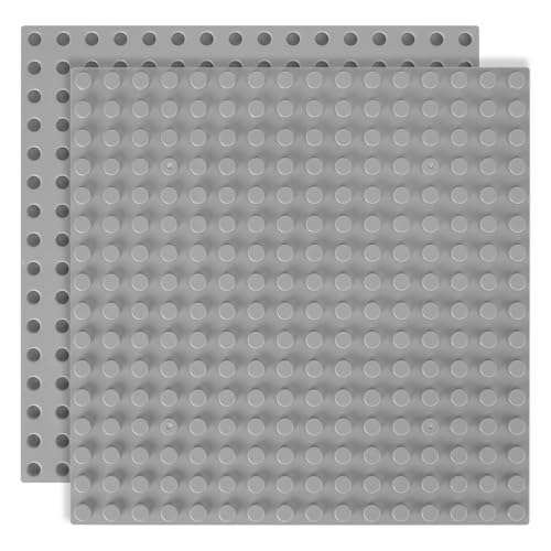 2 STK Bauplatte Kompatibel mit Lego Duplo Platten, 25x25cm Grundplatte Kompatibel mit Lego Duplo Bauplatten, Platten-Set Kompatibel mit Legoplatten, Kreatives Spielen, Grün (grau) von But Oswetf
