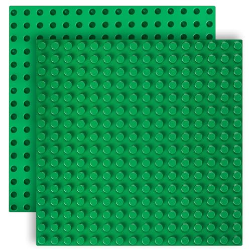 2 STK Bauplatte Kompatibel mit Lego Duplo Platten, 25x25cm Grundplatte Kompatibel mit Lego Duplo Bauplatten, Platten-Set Kompatibel mit Legoplatten, Kreatives Spielen, Grün (Tiefgrün) von But Oswetf