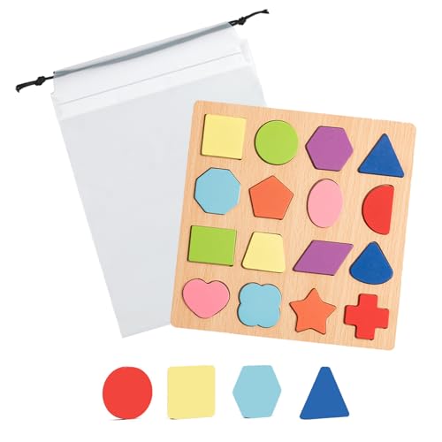 Montessori Mehrere Form Holz Puzzle, Hölzernes Puzzle mit Mehreren Formen, Geometrisches Puzzle, Holzpuzzle Spielzeug, Puzzle Shape Matching Game, Lernspielzeug Geschenk für Kinder 1-5 Jährige von Butyeak