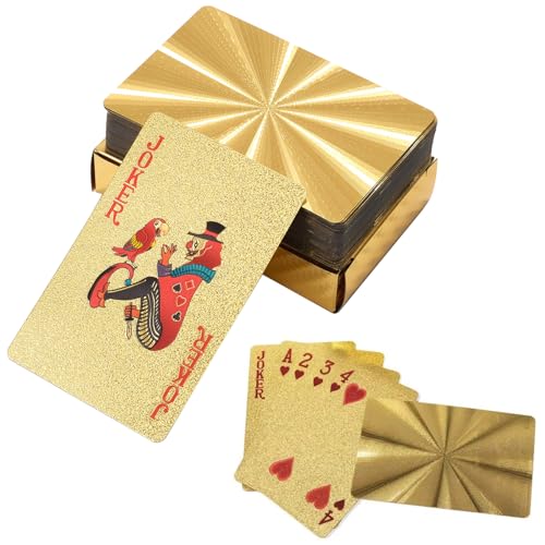 Pokerkarten,Spielkarten,Wasserdichte Spielkarten,Spielkarten Plastik, Professionelle Pokerkarte,Schwarze Spielkarten,Kartenspiel,Standard 54 Poker,für Texas Holdem Poker Deluxe Kartenspiele,Gold Pokerkarten,Spielkarten,Wasserdichte Spielkarten,Spielkarten Plastik, Professionelle Pokerkarte,Schwarze Spielkarten,Kartenspiel,Standard 54 Poker,für Texas Holdem Poker Deluxe Kartenspiele,Gold von Butyeak