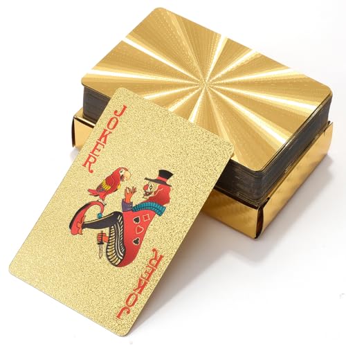 Pokerkarten Gold, Spielkarten Standard, Poker Karten, Kartenspiel, Gold Pokerkarten Plastik, Kartenspiele PVC Pokerkarten, Playing Cards, Kunststoff Poker Plastik Deck Wasserdicht, 55 Pcs Pokers Pokerkarten Gold, Spielkarten Standard, Poker Karten, Kartenspiel, Gold Pokerkarten Plastik, Kartenspiele PVC Pokerkarten, Playing Cards, Kunststoff Poker Plastik Deck Wasserdicht, 55 Pcs Pokers von Butyeak