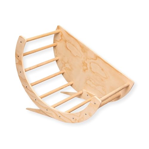 Buxibo 2-in-1 Kletterbogen mit Kissen – Spielbogen aus Holz – Montessori Klettergerüst – 80x47x58 cm – Natur von Buxibo