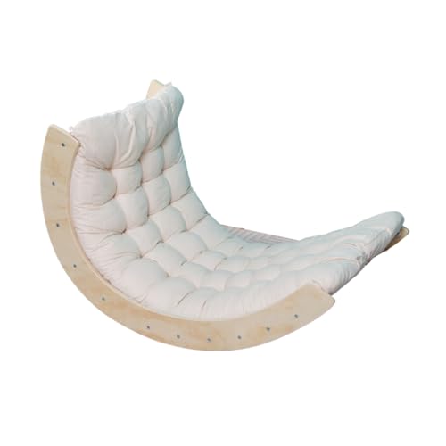 Buxibo Kletterbrücke/Kletterbogen aus Holz inklusive Kissen – Montessori-Klettergerüst – Naturholz – Kinderspielzeug – 82x51,5x52cm – Weiß von Buxibo