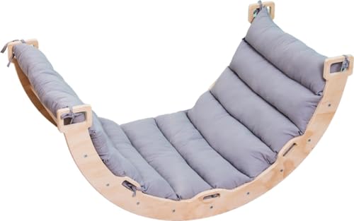 Buxibo Kletterbrücke/Kletterbogen aus Holz inklusive Kissen – Montessori-Klettergerüst – Naturholz – Kinderspielzeug – 97 x 47 x 52 cm von Buxibo