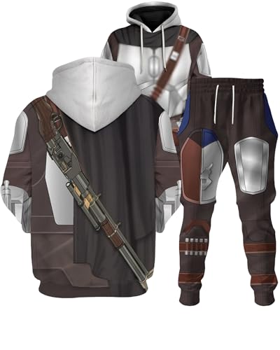 Buxomigrl Erwachsene Herren Kostüm Hoodie Hose Mando Kostüm Herren Halloween Cosplay Hoodies Sweatshirt Lounge Sets, Manda, X-Large Buxomigrl Erwachsene Herren Kostüm Hoodie Hose Mando Kostüm Herren Halloween Cosplay Hoodies Sweatshirt Lounge Sets, Manda, X-Large von Buxomigrl