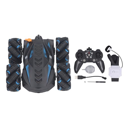 BuyWeek Fernbedienungsauto, Doppelseitiges Gesten Erfassen, um RC Stunt Car Toy mit Sprühfunktion für Kinder zu Erfassen (Blau) von BuyWeek