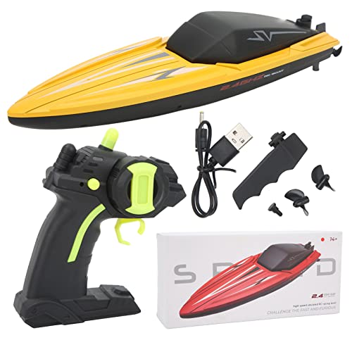 BuyWeek Ferngesteuertes Boot Kinderboot, 2.4Ghz 4 Kanäle 262,5 Fuß für Jungen Mädchen Erwachsene (Gelb) von BuyWeek