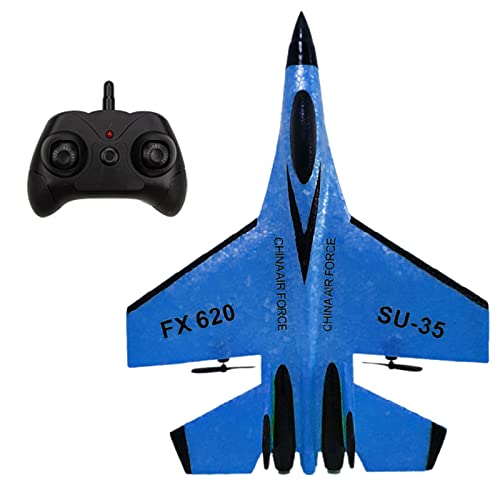 BuyWeek Ferngesteuertes Flugzeug, SU35 2 Kanal RC Flugzeuge Starrflügler Ferngesteuerte Flugzeug Modell mit Licht für Erwachsene, Kinder, Anfänger(Blau) von BuyWeek