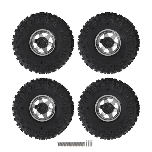 BuyWeek RC Reifen, 4 Stück Gummireifen 1,9 Inch Rad Reifen mit Schrauben für Auto Crawler Zubehörteile (Ti Farbe) von BuyWeek