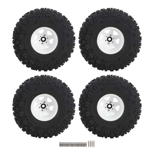 BuyWeek RC Reifen, 4 Stück Gummireifen 1,9 Inch Rad Reifen mit Schrauben für Auto Crawler Zubehörteile (Weiß) von BuyWeek