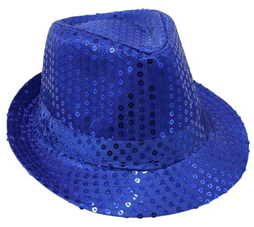 Buywis Pailletten-Fedora-Hut für Kinder, Glitzer-Jazz-Kappe für Jungen und Mädchen, glänzend, Disco-Hut, Blau Buywis Pailletten-Fedora-Hut für Kinder, Glitzer-Jazz-Kappe für Jungen und Mädchen, glänzend, Disco-Hut, Blau von Buywis