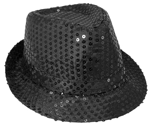 Buywis Pailletten-Fedora-Hut für Kinder, Glitzer-Jazz-Kappe für Jungen und Mädchen, glänzend, Disco-Hut, Schwarz Buywis Pailletten-Fedora-Hut für Kinder, Glitzer-Jazz-Kappe für Jungen und Mädchen, glänzend, Disco-Hut, Schwarz von Buywis