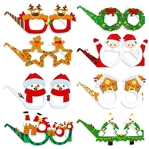 Buziba 8 x Weihnachtsbrillen, Party-Brillen, Rahmen, Weihnachtsdekoration, Papierkostüm-Brille, Foto-Requisiten für Weihnachtsfeiern, Urlaubsgeschenke Buziba 8 x Weihnachtsbrillen, Party-Brillen, Rahmen, Weihnachtsdekoration, Papierkostüm-Brille, Foto-Requisiten für Weihnachtsfeiern, Urlaubsgeschenke von Buziba