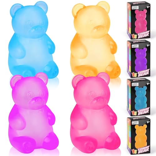 Buzieio 4 Stück Gummibärchen sensorisches Fidget-Spielzeug – mit Zucker gefüllte Squishy-Stressbälle für Kinder und Erwachsene, Stressabbau – Quetschbälle mit hoher Dichte für Angst, Fokus, Studenten Buzieio 4 Stück Gummibärchen sensorisches Fidget-Spielzeug – mit Zucker gefüllte Squishy-Stressbälle für Kinder und Erwachsene, Stressabbau – Quetschbälle mit hoher Dichte für Angst, Fokus, Studenten von Buzieio
