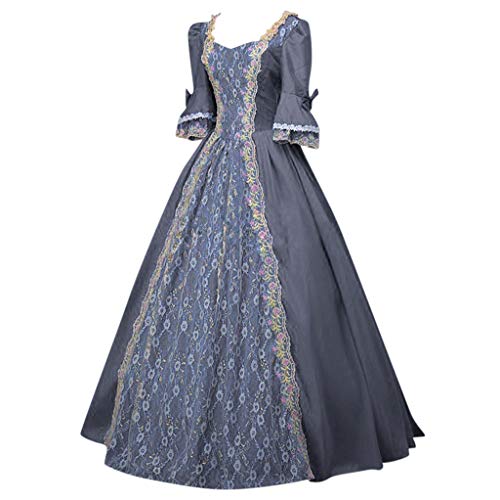 BuzkiK Mittelalter Kleidung Damen Leinen Cosplay Prinzessin Kleidung Gewand Halloween Piraten Kleid Cosplay Kostüm Trompetenärmel Gothic Retro Kleider viktorianisches kleid renaissance maxi kostüm von BuzkiK