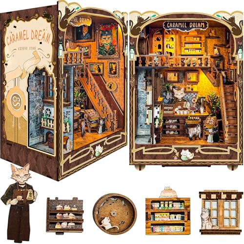 BuzzoXerex DIY Miniature House, DIY Book Nook Kit mit Staubschutzhaube, Miniatur Haus mit LED-Leuchten, 3D Puzzles Holz für Bücherregal Deko und Kreativen Geschenken (Klassisch) BuzzoXerex DIY Miniature House, DIY Book Nook Kit mit Staubschutzhaube, Miniatur Haus mit LED-Leuchten, 3D Puzzles Holz für Bücherregal Deko und Kreativen Geschenken (Klassisch) von BuzzoXerex