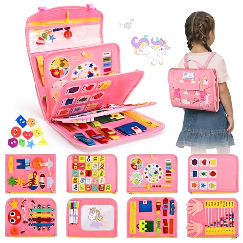 BuzzoXerex Busy Board Deutsch, 8 Seiten in 1 Activity Board Kinder, Montessori Busy Board ab 1 Jahr für Auto und Flugreisen, Spielzeug Geschenk für Mädchen und Junge ab 1 Jahre (Rosa) BuzzoXerex Busy Board Deutsch, 8 Seiten in 1 Activity Board Kinder, Montessori Busy Board ab 1 Jahr für Auto und Flugreisen, Spielzeug Geschenk für Mädchen und Junge ab 1 Jahre (Rosa) von BuzzoXerex