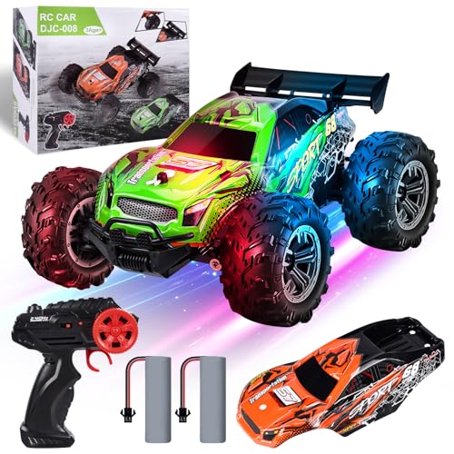 BuzzoXerex Ferngesteuertes Auto, 1:18 RC Auto, 20 km/h Off-Road, 2 Auswechselbare Gehäuse, Monster Crawler mit 2 Batterien für 60 Minuten Spielzeit, 2.4GHz RC Car für Anfänger von BuzzoXerex