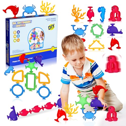 BuzzoXerex Großformat Saugnapf Spielzeug Kinder, 24 Stück Großformat Badewannen Spielzeug Kinder, Saugspielzeug Reise Spielzeug mit Aufbewahrungstasche, Geschenke für Kinder ab 3 Jahren BuzzoXerex Großformat Saugnapf Spielzeug Kinder, 24 Stück Großformat Badewannen Spielzeug Kinder, Saugspielzeug Reise Spielzeug mit Aufbewahrungstasche, Geschenke für Kinder ab 3 Jahren von BuzzoXerex