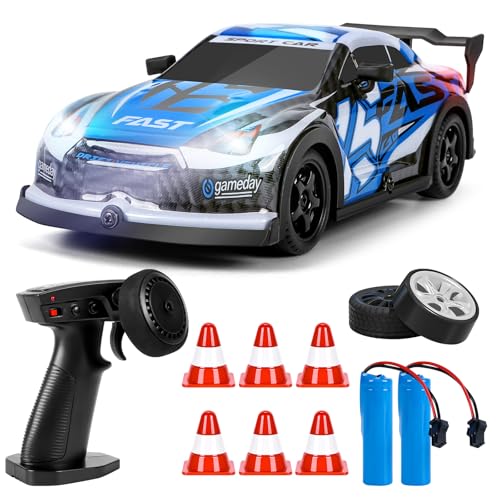 BuzzoXerex RC Drift Car, 1:22 Drift Auto Ferngesteuert, 4WD Mini RC Car, Tabletop Drift Ferngesteuertes Auto mit LED-Leuchten, 15km/h, Spielzeugauto mit Spielzeugauto für Kinder ab 8 Jahre (Blau D) von BuzzoXerex
