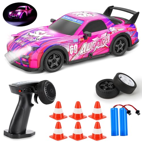 BuzzoXerex RC Drift Car, 1:22 Drift Auto Ferngesteuert, 4WD Mini RC Car, Tabletop Drift Ferngesteuertes Auto mit LED-Leuchten de Colores, 15km/h, Spielzeugauto für Kinder ab 8 Jahre (A) von BuzzoXerex
