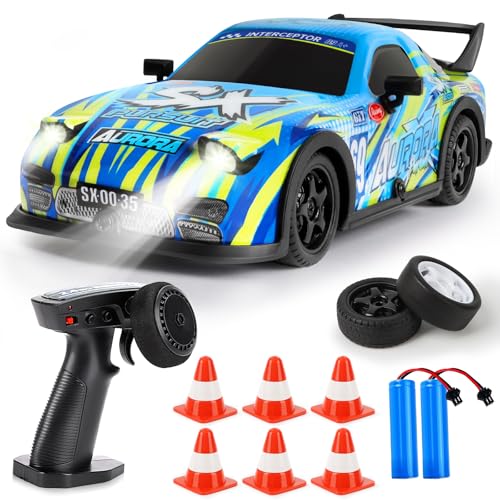BuzzoXerex RC Drift Car, 1:22 Drift Auto Ferngesteuert, 4WD Mini RC Car, Tabletop Drift Ferngesteuertes Auto mit LED-Leuchten de Colores, 15km/h, Spielzeugauto für Kinder ab 8 Jahre (B) von BuzzoXerex