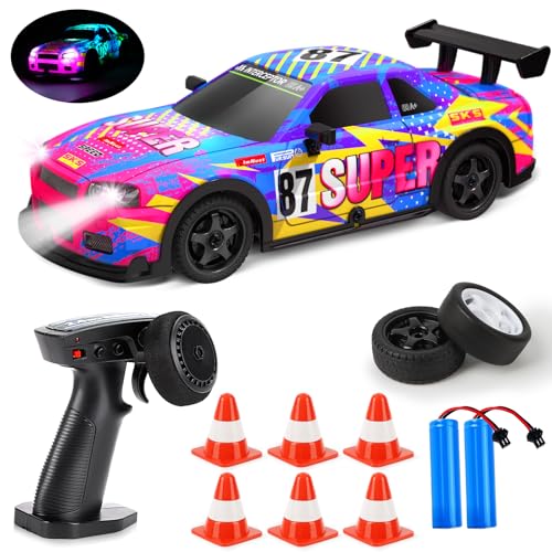 BuzzoXerex RC Drift Car, 1:22 Drift Auto Ferngesteuert, 4WD Mini RC Car, Tabletop Drift Ferngesteuertes Auto mit LED-Leuchten de Colores, 15km/h, Spielzeugauto für Kinder ab 8 Jahre (C) von BuzzoXerex