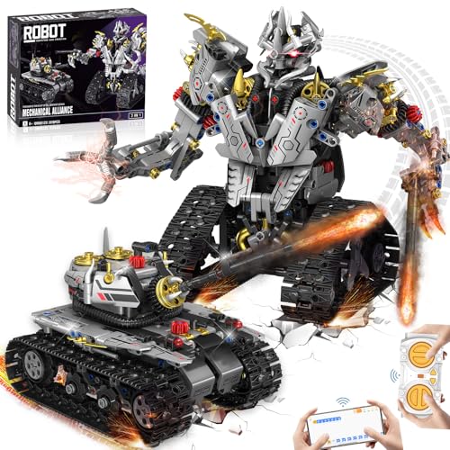 BuzzoXerex Technik Ferngesteuert Bauspielzeug für Kinder, 2 in 1 Roboter und Auto, Programmierbar APP und Ferngesteuert Geschenk für 8+ Jungen Mädchen von BuzzoXerex
