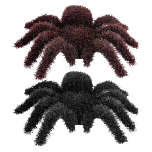 Bvizyelck 2 Stück Spinne Halloween Dekorationen Spinne Garten Horror Dekoration Gruselige Spinnen Modell Für Halloween Streichrequisiten, Partyzubehör Plüsch Spider Für Halloweens Dekoration von Bvizyelck