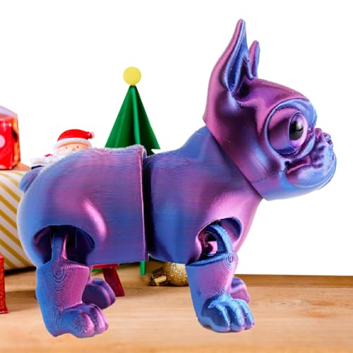 Bvizyelck 3D Gedruckter Hund,3D Gelenkiger Bulldogge Deko - Stressabbau Zappelfigur Für Schreibtisch Ostern Weihnachten Party Deko Geburtstag von Bvizyelck