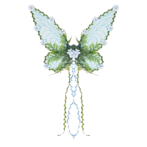 Bvizyelck Elfenflügel für Kinder, Kostüm Schmetterlingsflügel mit 3D und Blättern, Kostüm Zubehör für Frauen und Kinder Halloween Festival Cosplay von Bvizyelck