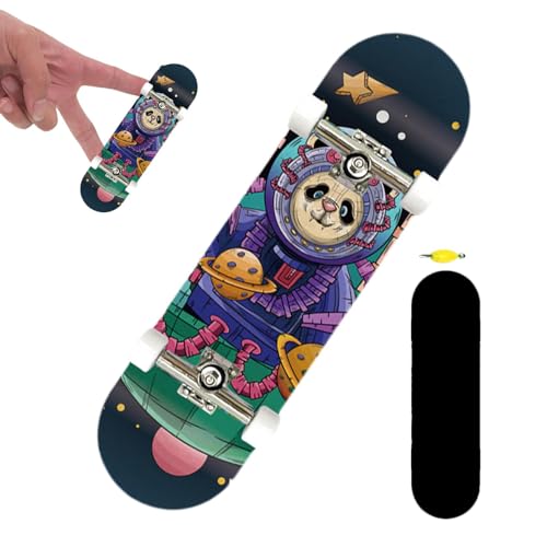 Bvizyelck Mini-Skateboards für Finger, Fingerspielzeug-Skateboards - Cartoon Holzgriffbretter - Tragbares Skateboard-Spielzeug für Jungen und Mädchen, buntes Finger-Skateboard für Reisen von Bvizyelck