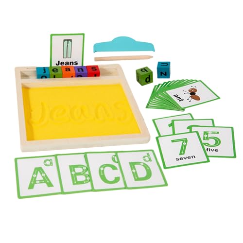 Bvizyelck Sand Tabletts für das Schreiben und Üben von Buchstaben | Buchstaben Nachfahren Holz Tablett,Sensorikspiel Zur Worterkennung Kindergarten Madchen von Bvizyelck