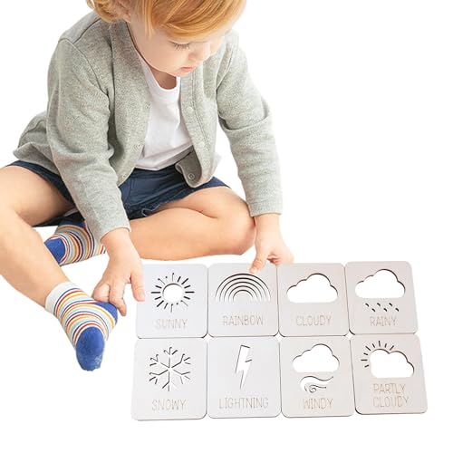 Bvizyelck Wettertafel für Kinder | Wetterform-Puzzle-Set,Pädagogische Wetter-Holzpuzzles, Wetterform-Puzzlespielzeug für Kinder von Bvizyelck