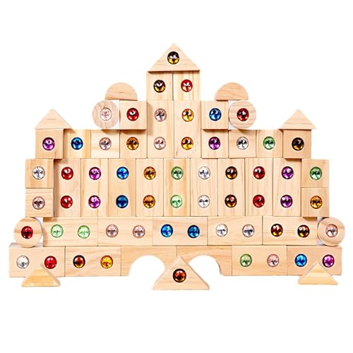 Holzbausteine Spielzeug Regenbogen Bausteine Holz Acryl Bausteine Schloss Für Kinder Stapelblock Regenbogen Stapelspielzeug Mit Acryl Edelsteine Bauklötze Spielsteine Sortier Stapelspielzeug von Bvizyelck