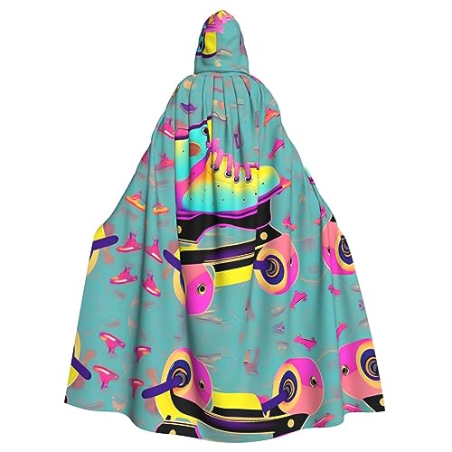 Bvrctyp Farbenfroher Rollschuh-Aufdruck, Kapuzenumhang mit Kapuze, Halloween, Weihnachten, Party, Cosplay-Kostüm Bvrctyp Farbenfroher Rollschuh-Aufdruck, Kapuzenumhang mit Kapuze, Halloween, Weihnachten, Party, Cosplay-Kostüm von Bvrctyp