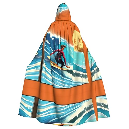 Bvrctyp Hawaiianischer Surfer auf gewelltem Druck, Kapuzenumhang mit Kapuze, Halloween, Weihnachten, Party, Cosplay-Kostüme Bvrctyp Hawaiianischer Surfer auf gewelltem Druck, Kapuzenumhang mit Kapuze, Halloween, Weihnachten, Party, Cosplay-Kostüme von Bvrctyp