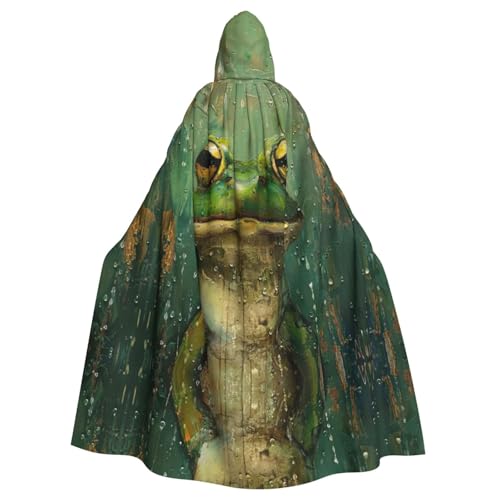 Bvrctyp Kapuzenumhang mit Frosch- und Regenaufdruck, mit Kapuze, Halloween, Weihnachten, Party, Cosplay von Bvrctyp