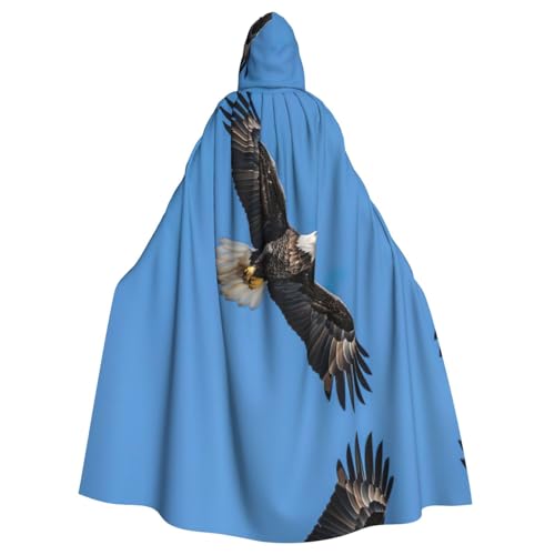 Bvrctyp Kapuzenumhang mit Glatzenadlermuster und Kapuze, Halloween, Weihnachten, Party, Cosplay-Kostüme von Bvrctyp