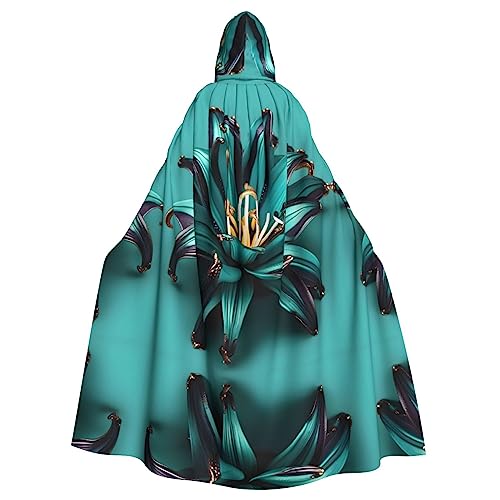Bvrctyp Kapuzenumhang mit Kapuze, Lilien-Druck, für Halloween, Weihnachten, Party, Cosplay, Blaugrün Bvrctyp Kapuzenumhang mit Kapuze, Lilien-Druck, für Halloween, Weihnachten, Party, Cosplay, Blaugrün von Bvrctyp