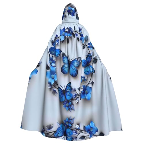 Bvrctyp Kapuzenumhang mit Kapuze, Motiv: blaue Schmetterlinge, Halloween, Weihnachten, Party, Cosplay-Kostüme Bvrctyp Kapuzenumhang mit Kapuze, Motiv: blaue Schmetterlinge, Halloween, Weihnachten, Party, Cosplay-Kostüme von Bvrctyp