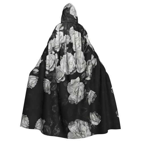 Bvrctyp Kapuzenumhang mit Kapuze, Schwarz / Weiß, Rosen-Druck, Halloween, Weihnachten, Party, Cosplay-Kostüme Bvrctyp Kapuzenumhang mit Kapuze, Schwarz / Weiß, Rosen-Druck, Halloween, Weihnachten, Party, Cosplay-Kostüme von Bvrctyp