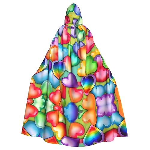 Bvrctyp Kapuzenumhang mit Kapuze und Regenbogen-Herzen, Halloween, Weihnachten, Party, Cosplay-Kostüme Bvrctyp Kapuzenumhang mit Kapuze und Regenbogen-Herzen, Halloween, Weihnachten, Party, Cosplay-Kostüme von Bvrctyp