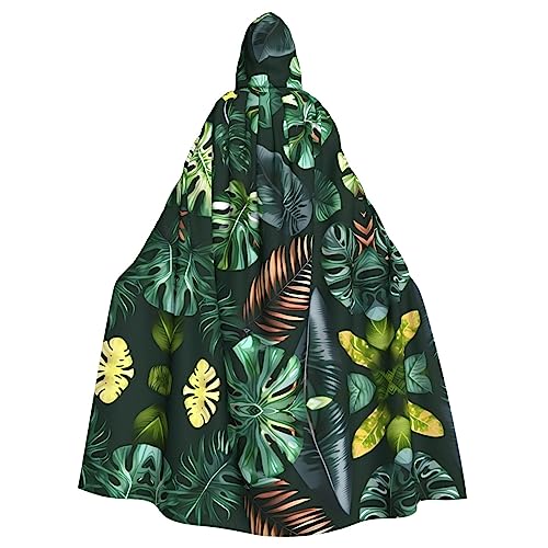 Bvrctyp Kapuzenumhang mit Kapuze und tropischem Blättermuster, Halloween, Weihnachten, Party, Cosplay-Kostüme Bvrctyp Kapuzenumhang mit Kapuze und tropischem Blättermuster, Halloween, Weihnachten, Party, Cosplay-Kostüme von Bvrctyp