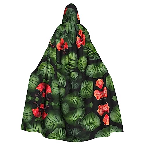 Bvrctyp Kapuzenumhang mit tropischen Blumen und Blättern, mit Kapuze, Halloween, Weihnachten, Party, Cosplay-Kostüme von Bvrctyp